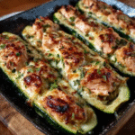 Keto-Zucchini-Schiffchen mit Lachs und Frischkäse