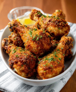 Knusprige Keto-Hähnchenkeulen mit Parmesan-Kruste