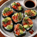 Lachs-Avocado-Rollen ohne Reis (Keto Sushi)