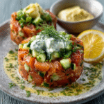 Lachs-Tatar mit Gurke & Zitronen-Dill-Sahne