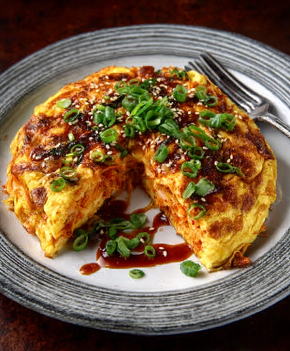 Scharfes Keto-Kimchi-Omelett mit Sesam: Ein Genuss!