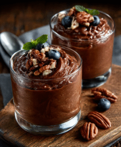 Schokoladen-Avocado-Mousse mit Pekannüssen