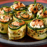 Zucchini-Lachs-Röllchen mit Frischkäse-Füllung