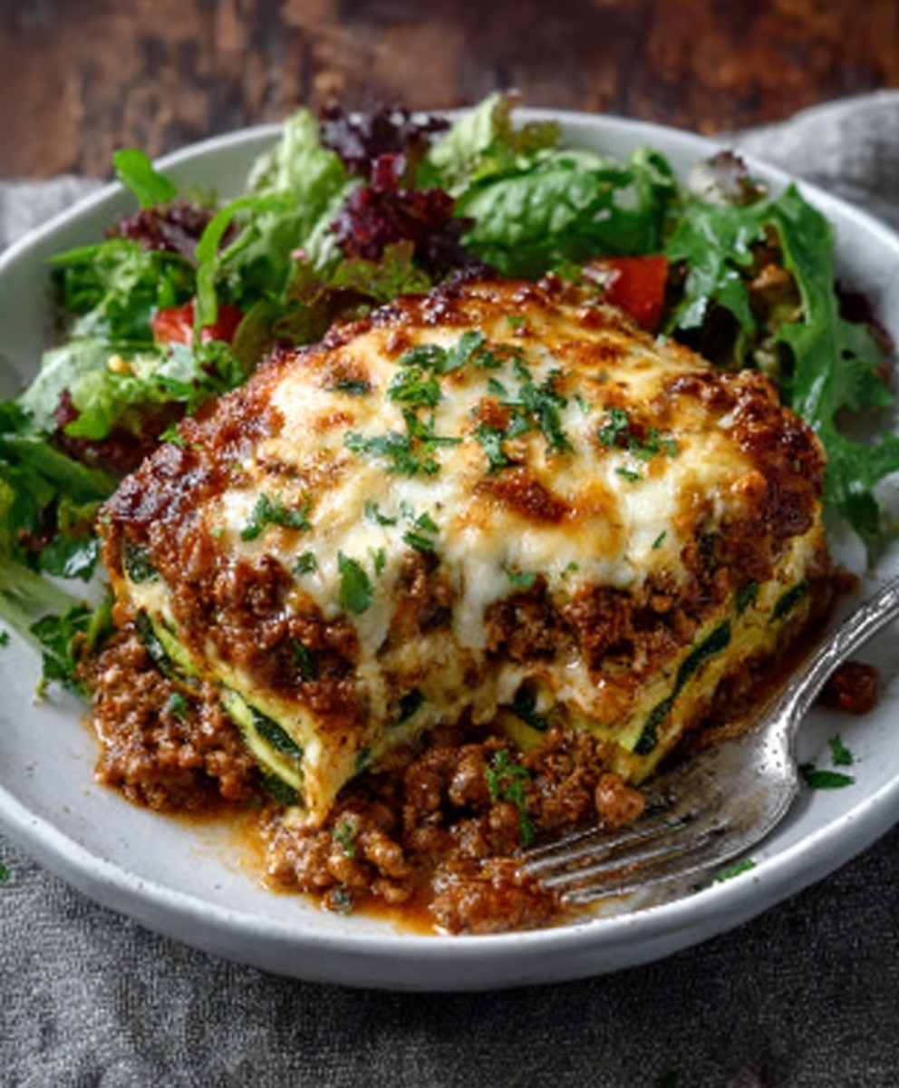 Zucchini-Lasagne mit Hackfleisch und Mozzarella: Ein schmackhaftes Rezept!