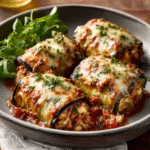 Eggplant Lasagna Rolls with Gouda & Bolognese