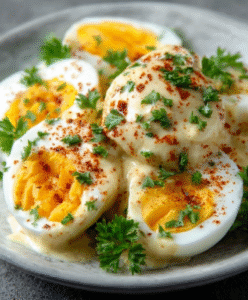 Eier in Senfsoße Keto