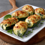 Gefüllte Zucchini aus der Heißluftfritteuse mit Ricotta & Spinat (keto)