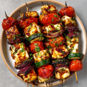 Gegrillte Halloumi-Gemüse-Spieße – Keto-Freundlich