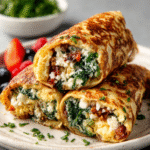 Keto Pfannkuchen Wraps (Egg + Cheese Base) with Spinach & Feta