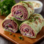 Keto Rotkohl-Wraps with Roast Beef & Cream Cheese