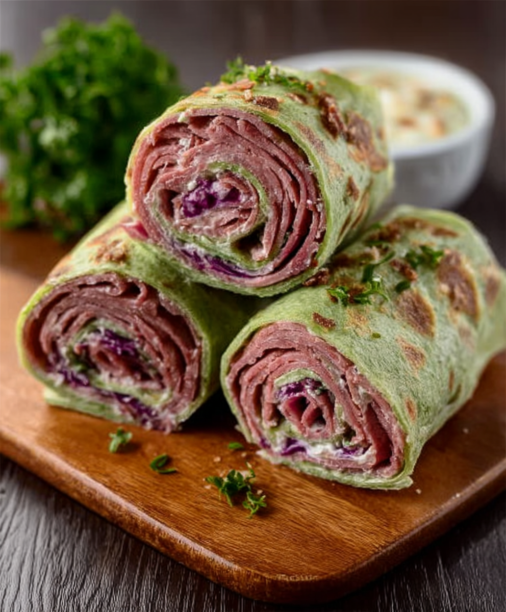 Keto Rotkohl-Wraps mit Roastbeef & Frischkäse genießen!