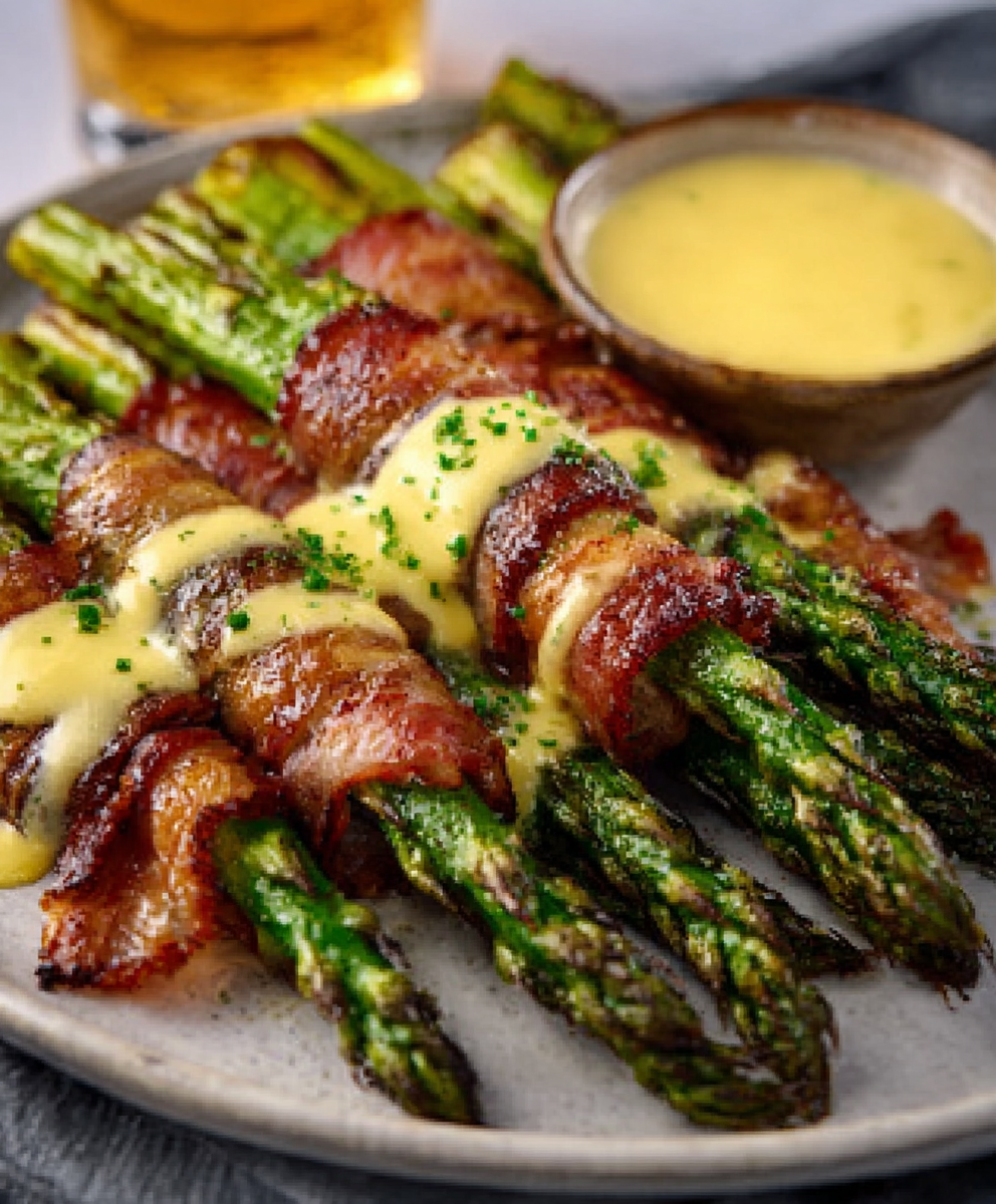 Keto Spargel Bacon Wraps mit köstlicher Hollandaise!
