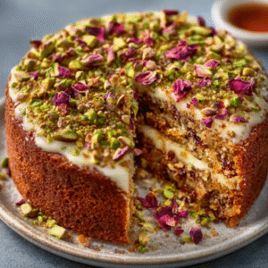 Pistazien-Rosen-Keto-Gâteau (Ohne Mehl)