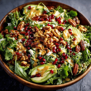 Weihnachtssalat mit Keto-Honig-Senf-Dressing