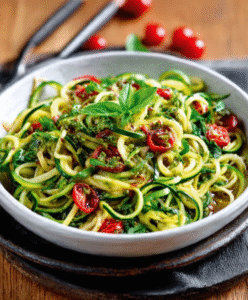 Zucchininudeln mit Bärlauchpesto