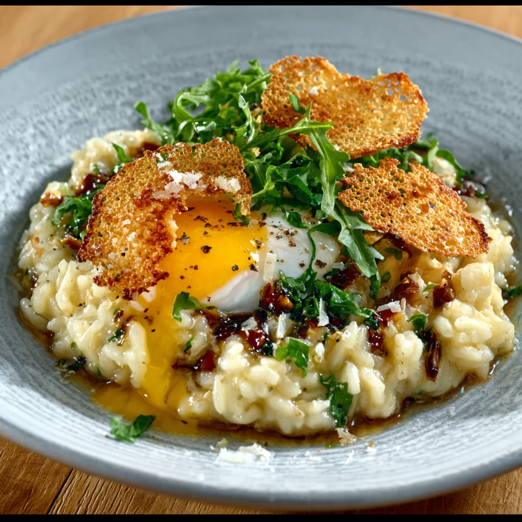 Blumenkohl-Trüffel-Risotto mit knusprigen Parmesan-Tuiles – Ein Genuss für Feinschmecker!