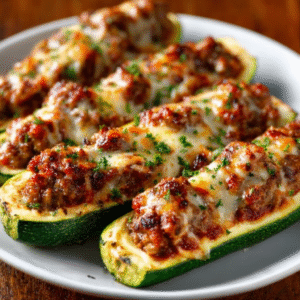 Gefüllte Zucchini-Boote aus dem Ofen