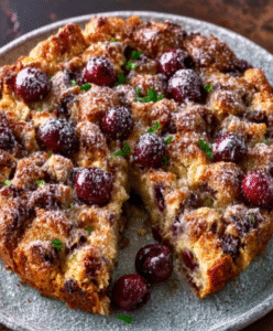 Keto Kirschmichel (Cherry-Almond Bread Pudding, Sugar-Free)