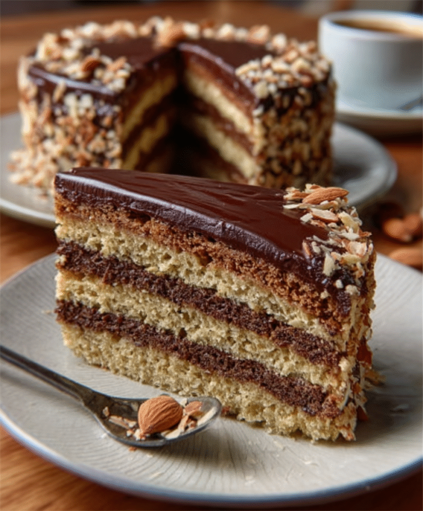 Keto Prinzregententorte (Layered Chocolate Almond Cake)