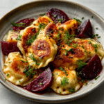 Low-Carb Blechgericht: Pierogi-Style mit Roter Bete (ohne Teig)