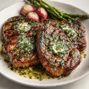 Gebratene Keto-Radieschen-Steaks mit Kräuterbutter