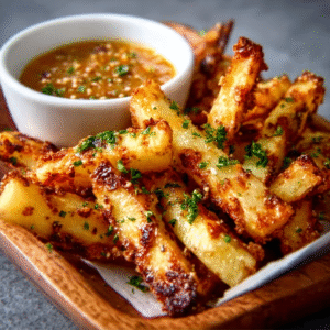 Geröstete Kohlrabi-Pommes mit Trüffelsalz (Keto)