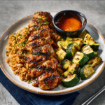 Harissa Hähnchen mit Zucchinischeiben