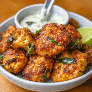 Keto Blumenkohl-Nuggets mit Curryblättern