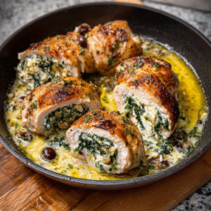 Keto Hähnchenroulade mit Oliven-Tapenade