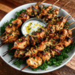 Keto Hähnchenspieße mit Pistazien und Rosenwasser