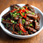 Keto Kakao-Chili-Rindfleischstreifen
