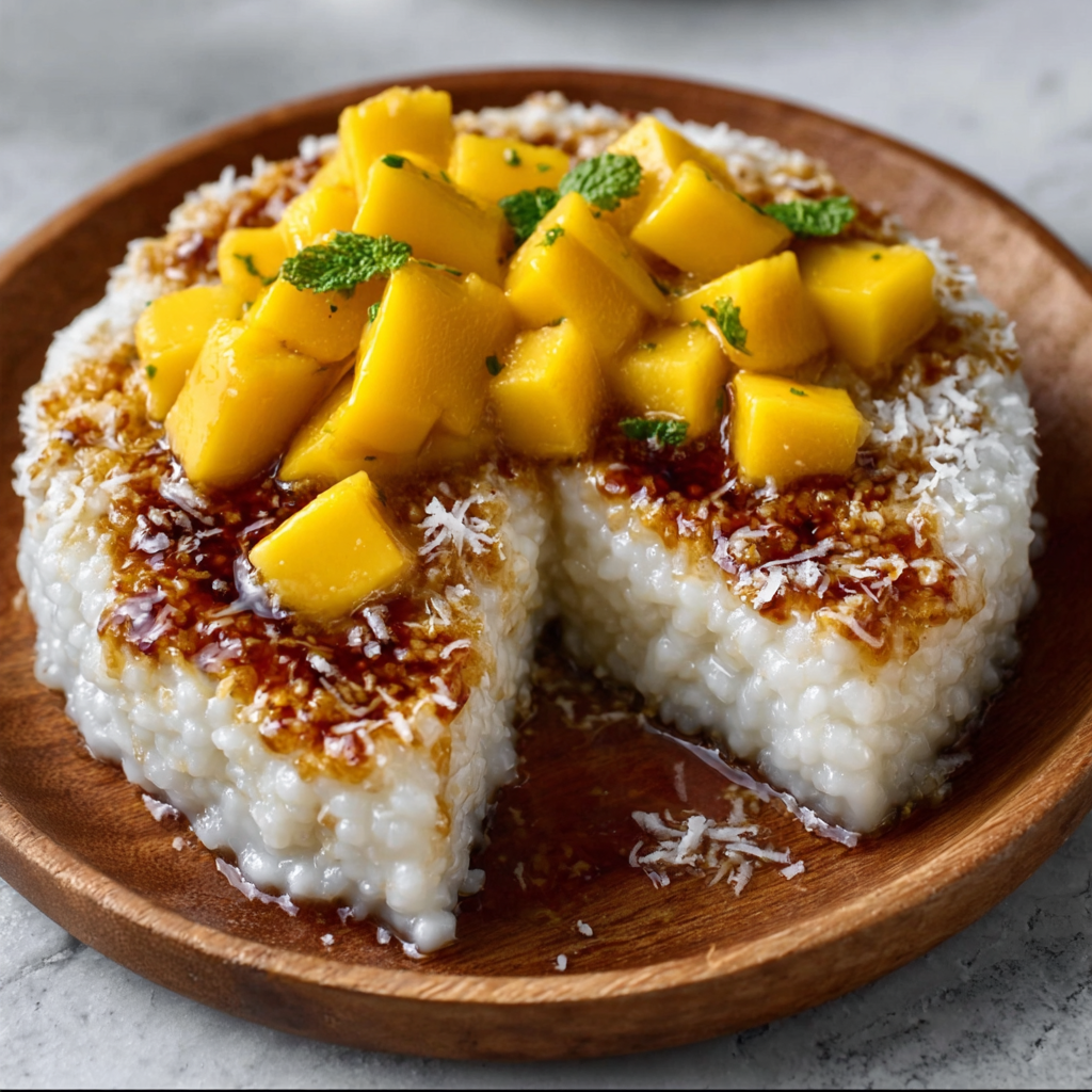Keto Kokos-Mango Sticky Rice Kuchen
