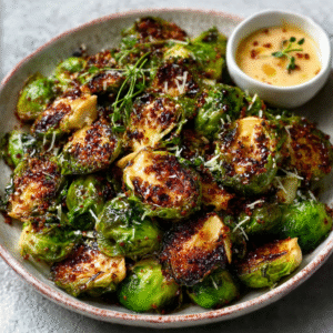 Keto Rosenkohlchips mit Senf und Ahornnote