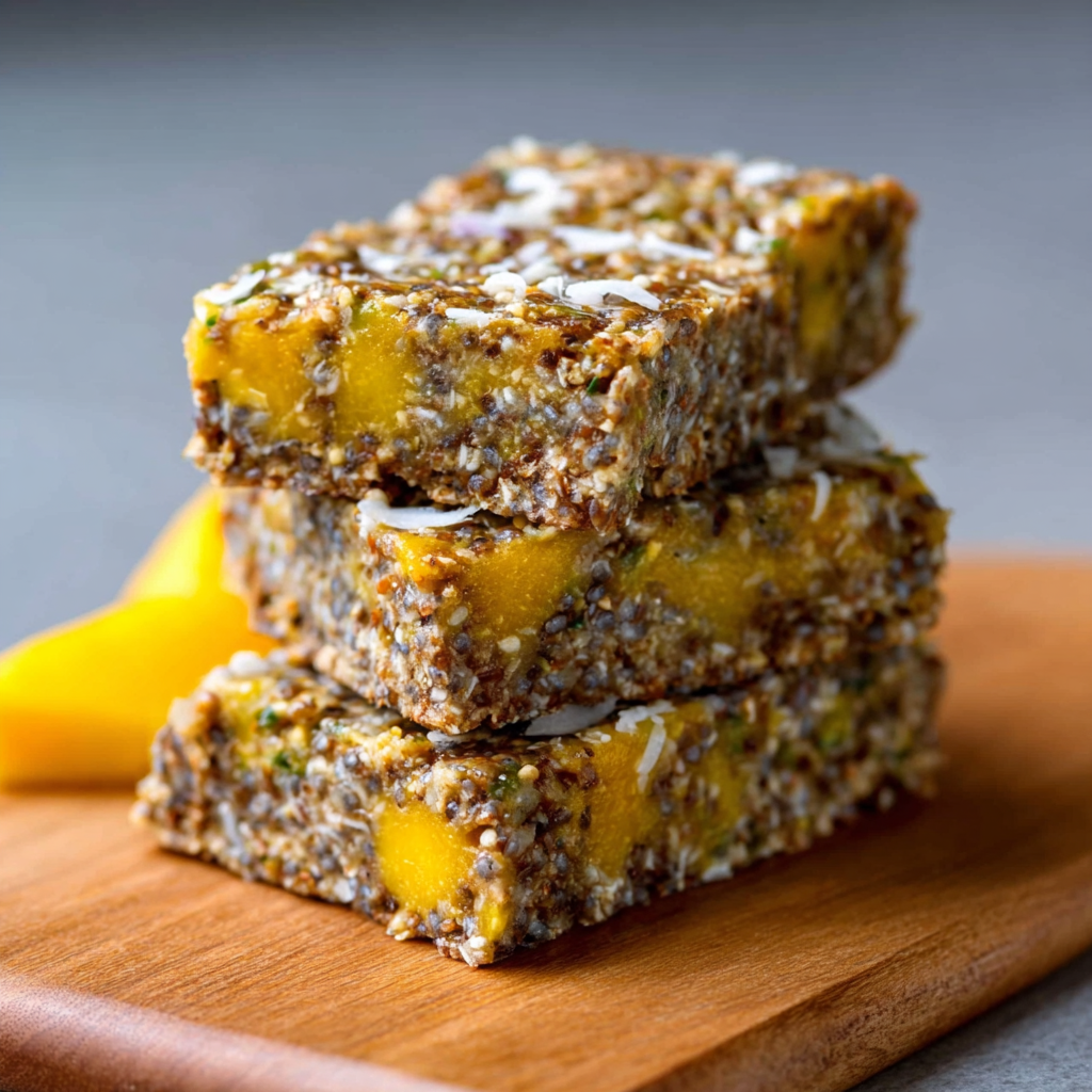 Low-Carb Mango-Kokos-Chia-Riegel einfach selber machen! 4 Low-Carb Mango-Kokos-Chia-Riegel