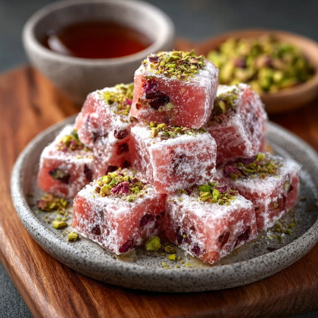 Low-Carb Türkisches Vergnügen mit Pistazien und Rosenwasser für süße Genussmomente!