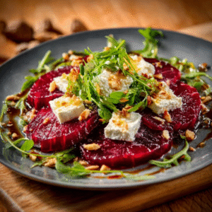 Rote Bete Carpaccio mit Ziegenkäse