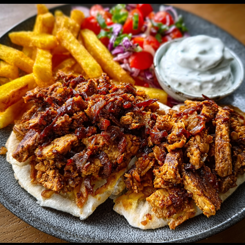 Räuchertofu Gyros auf Kohlchips: Ein Genuss für Veggies!