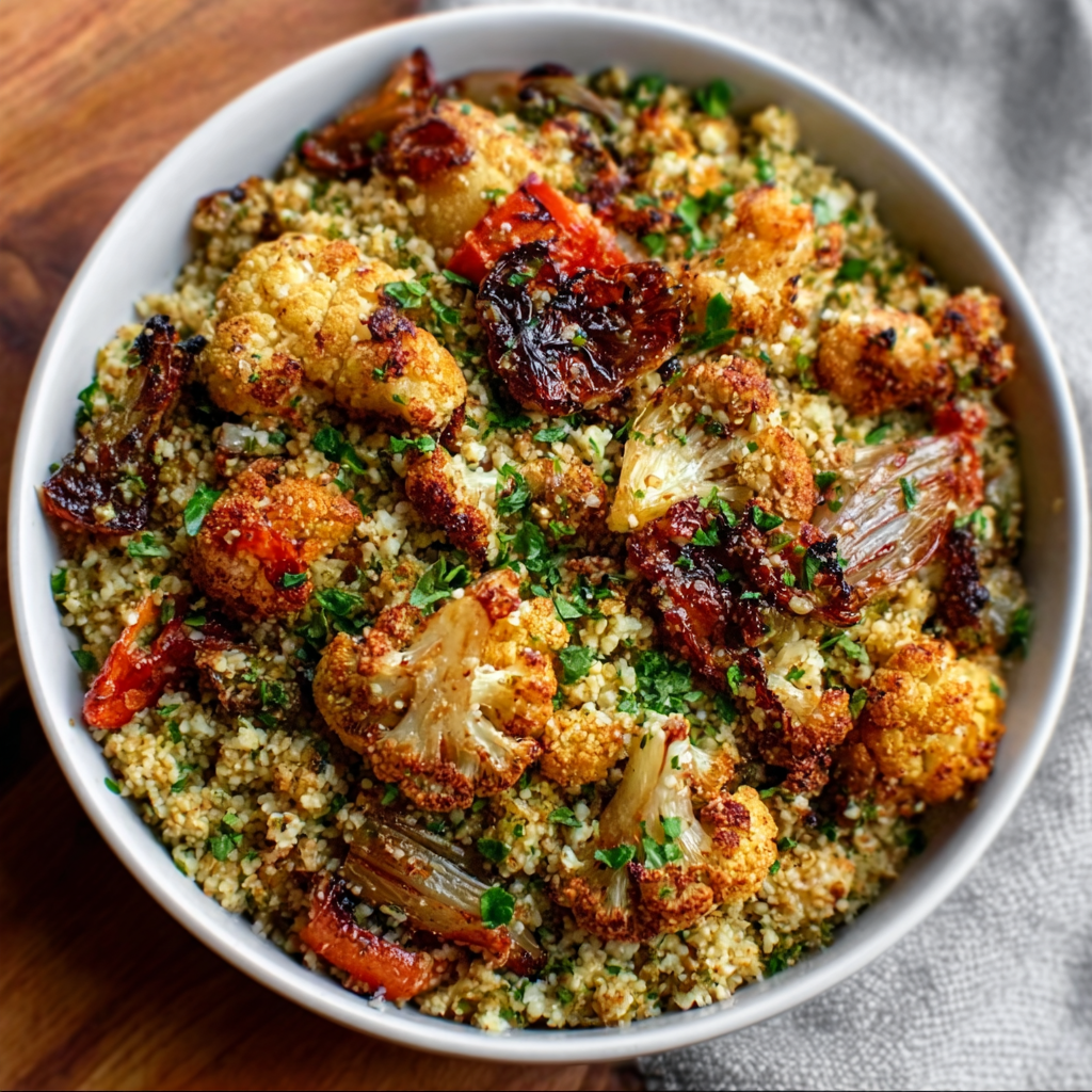 Blumenkohl-Couscous mit Ofengemüse: Lecker und gesund!