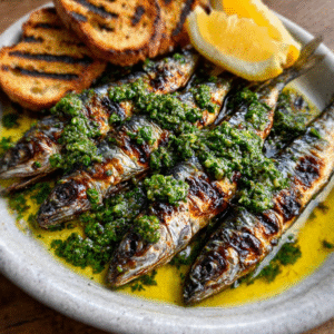 Gegrillte Sardinen mit Chermoula-Butter