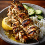 Griechische Zitronen-Oregano-Hähnchenspieße