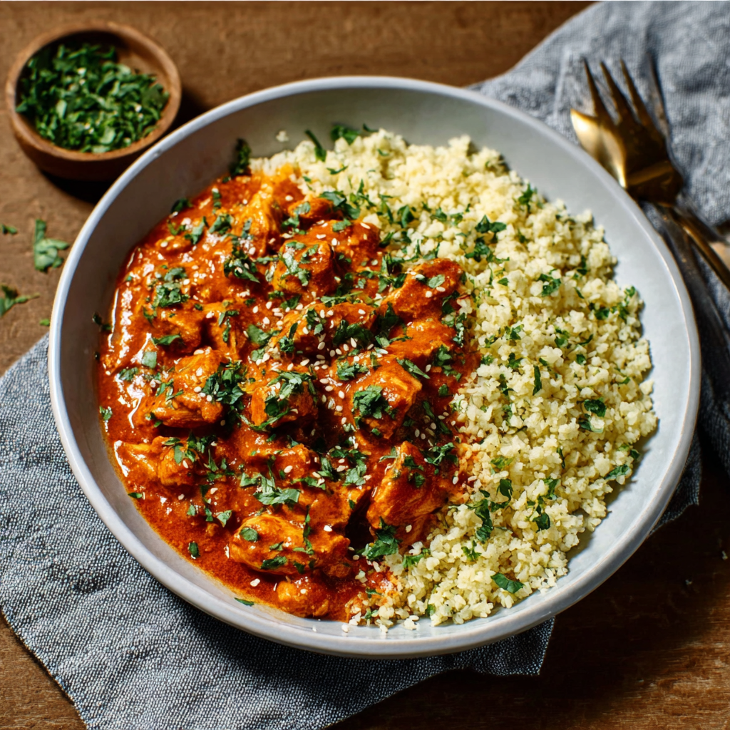 Indisches Butterhuhn mit Blumenkohlreis