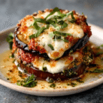 Italienische Auberginenstapel mit Pesto & Parmesan