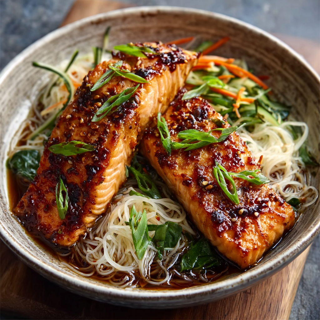 Japanischer Miso-Lachs mit Shirataki-Nudeln: Ein Genuss!