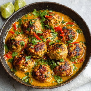 Keto-Hähnchenbällchen in Kokos-Curry