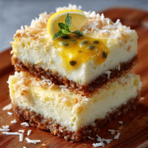 Keto-Passionsfrucht-Käsekuchenriegel