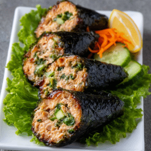 Keto-Thunfischküchlein in Nori gewickelt
