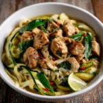Keto-Zoodle-Bowl mit grünem Curry