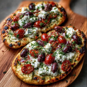 Mediterrane Keto-Fladenbrote mit Feta & Oliven