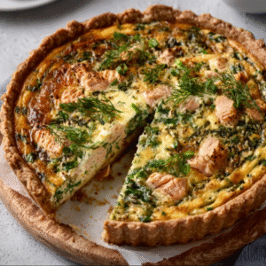 Skandinavische Lachs-Quiche mit Dill