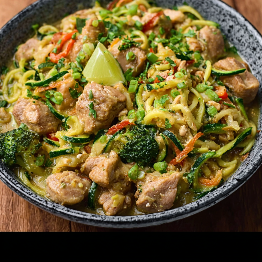 Thailändische Grüne-Curry-Zoodle-Bowl